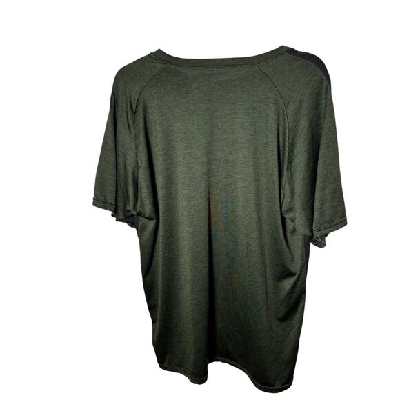 Real Essentials Mens Size XL Colorblock Athletic T-Shirt Heathered Green Black - Picture 2 of 3